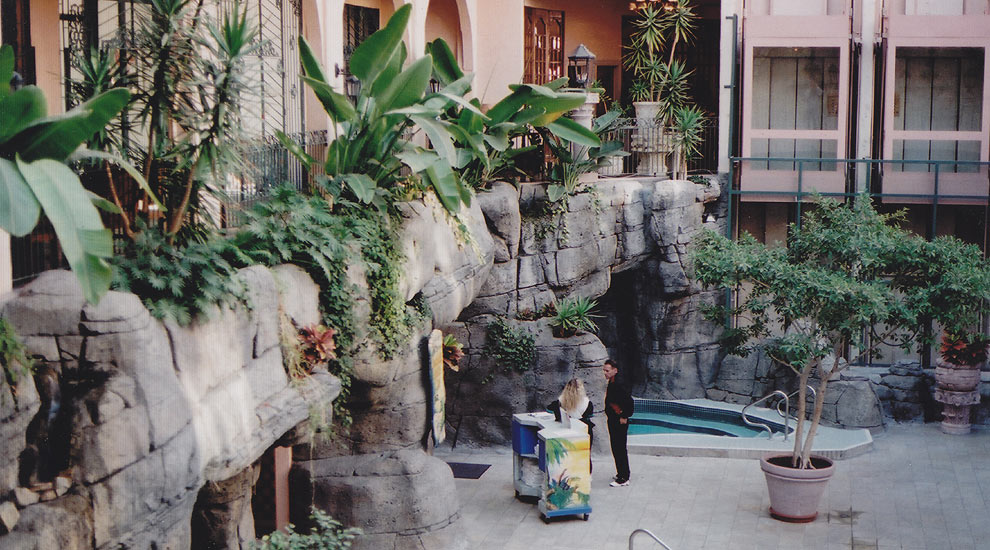 Rockwork in the courtyard and mezzanine areas of the Pacific Inn is White Rock, B.C.