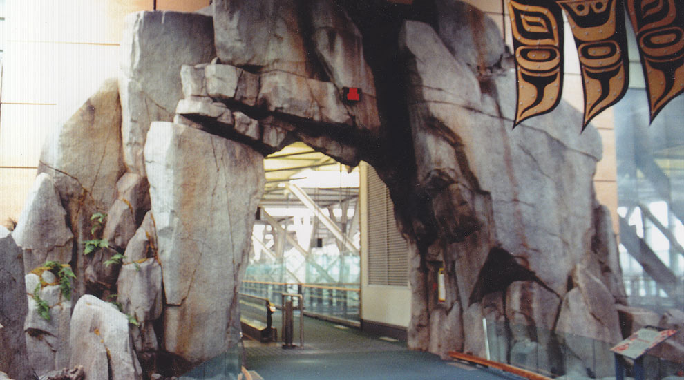 Award winning International Arrivals exhibit at Vancouver International Airport.